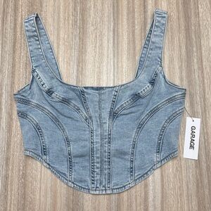 NWT Garage Denim Bustier Festival Top Size Small Women’s in Lena Blue color